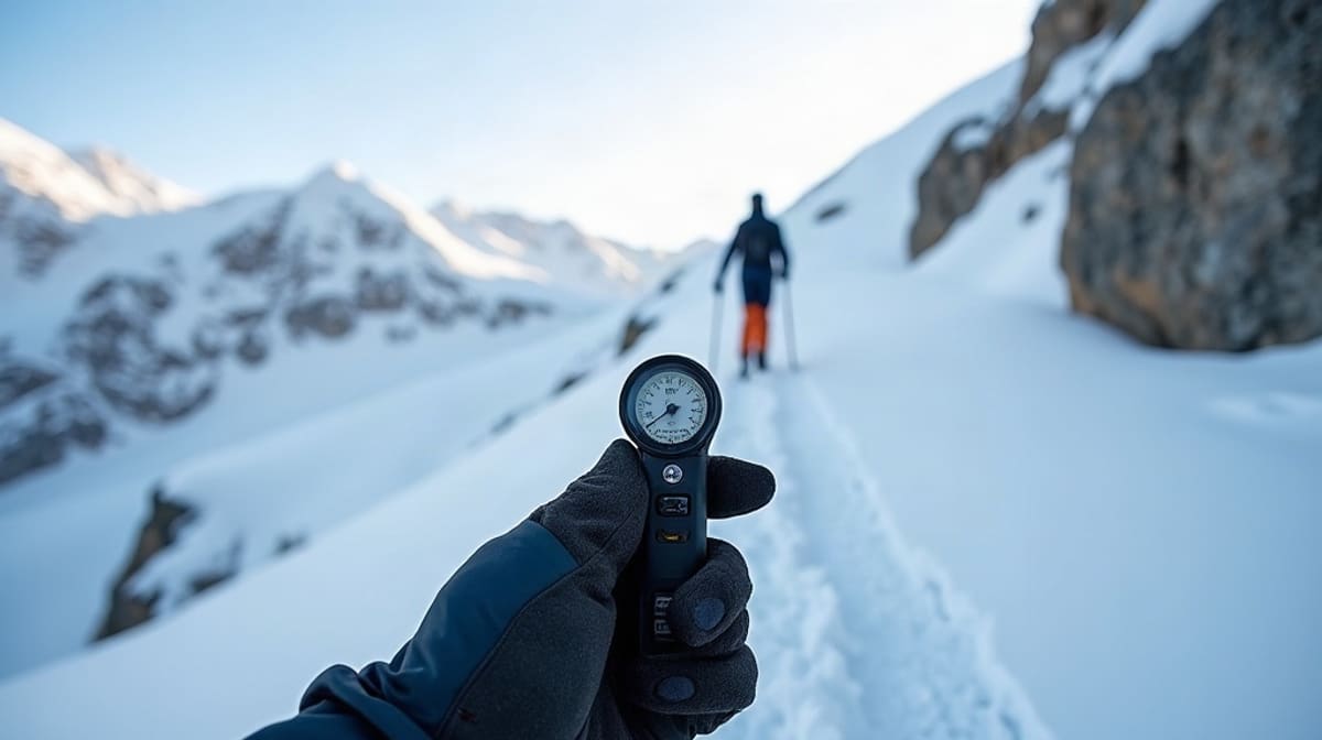 Pente enneigée raide en montagne vue depuis un itinéraire de randonnée à ski